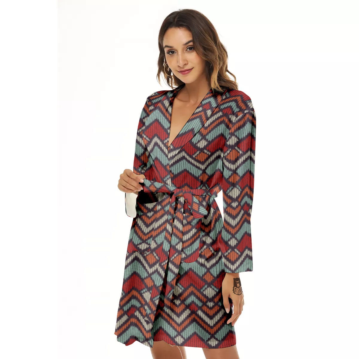 Inspired Native Tribal Print Pattern Women's Robe-grizzshop