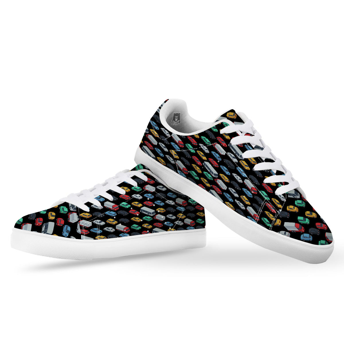 Isometric Cars Colorful Print Pattern White Low Top Sneakers-grizzshop