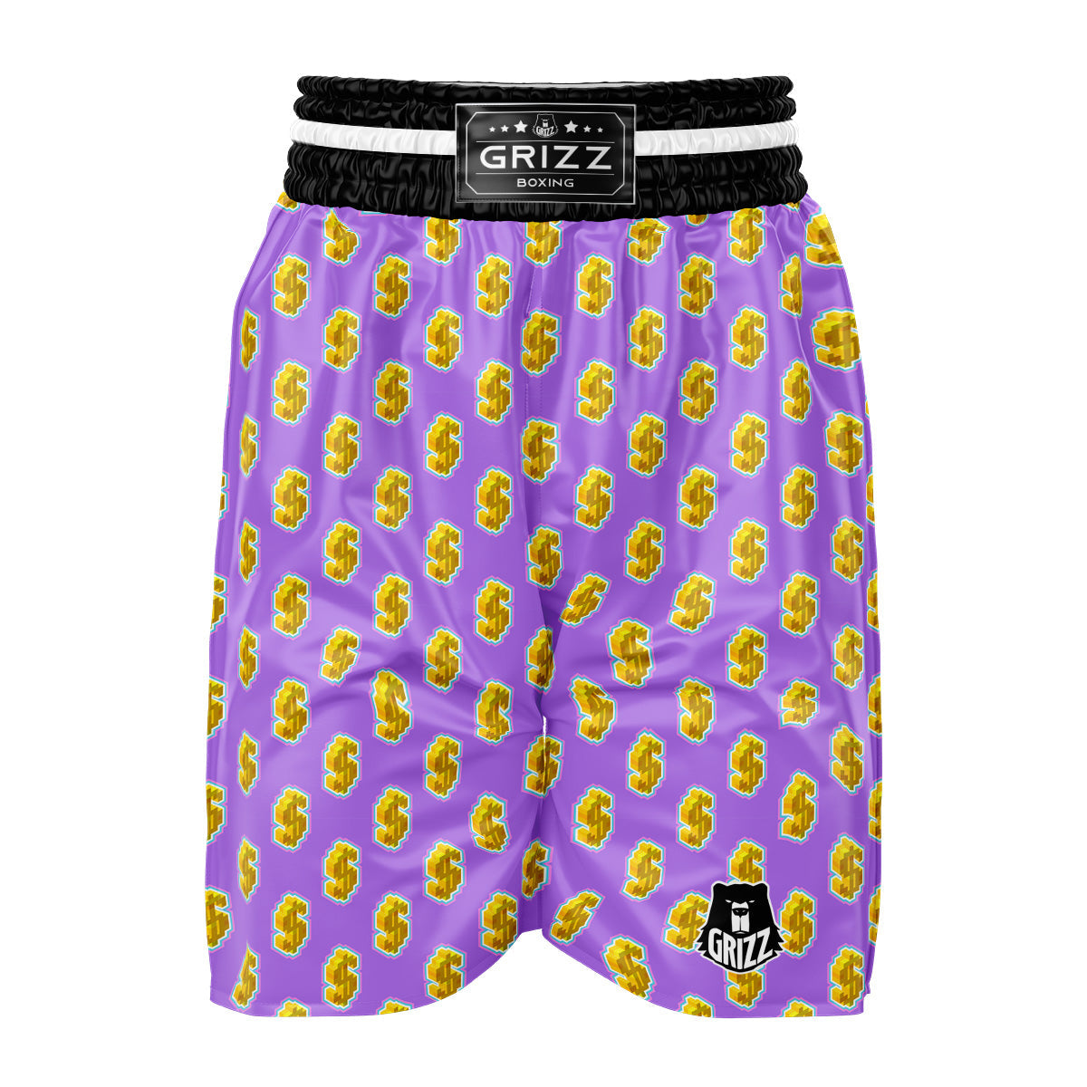 Isometric Gold Dollar Print Pattern Boxing Shorts-grizzshop