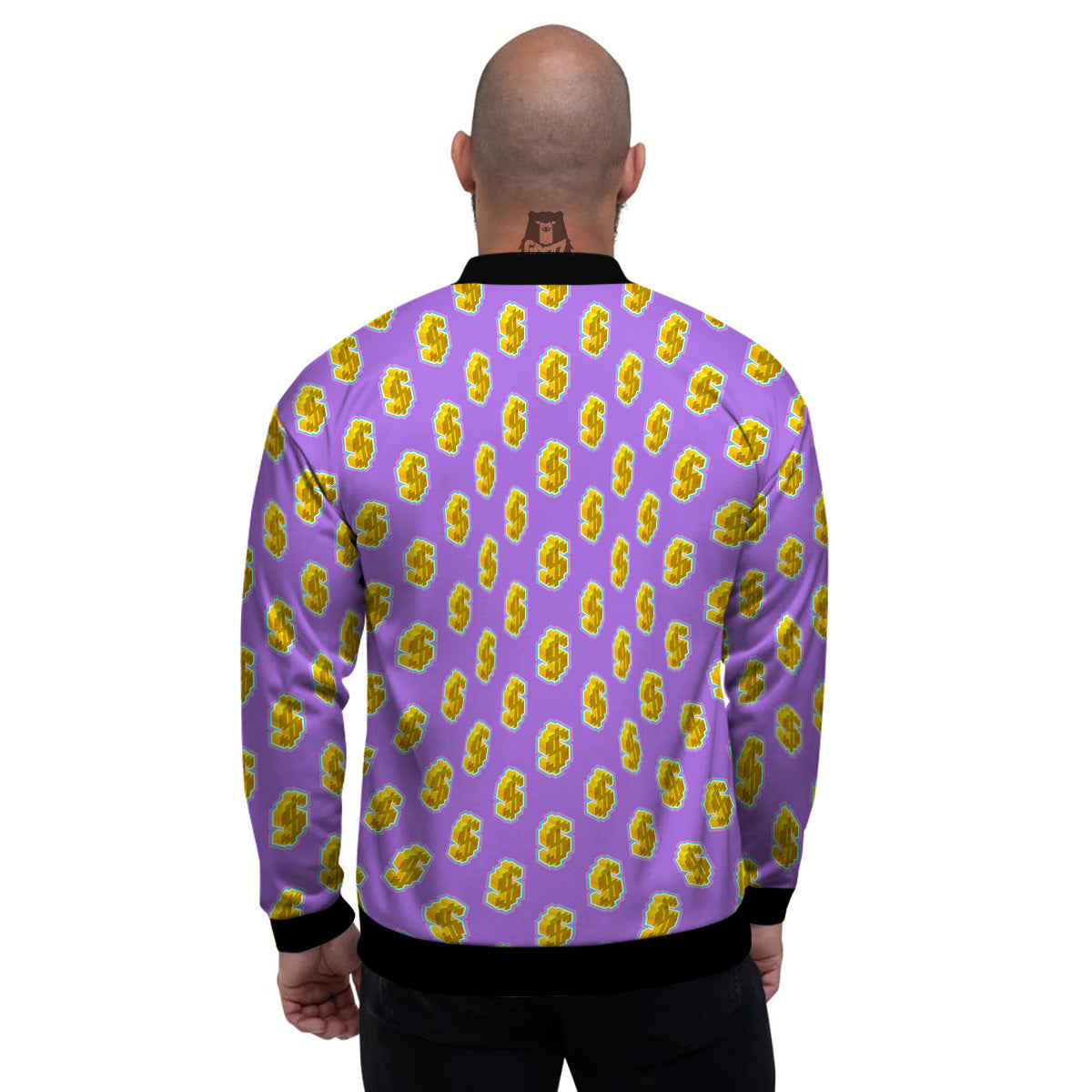 Isometric Gold Dollar Print Pattern Men's Bomber Jacket-grizzshop