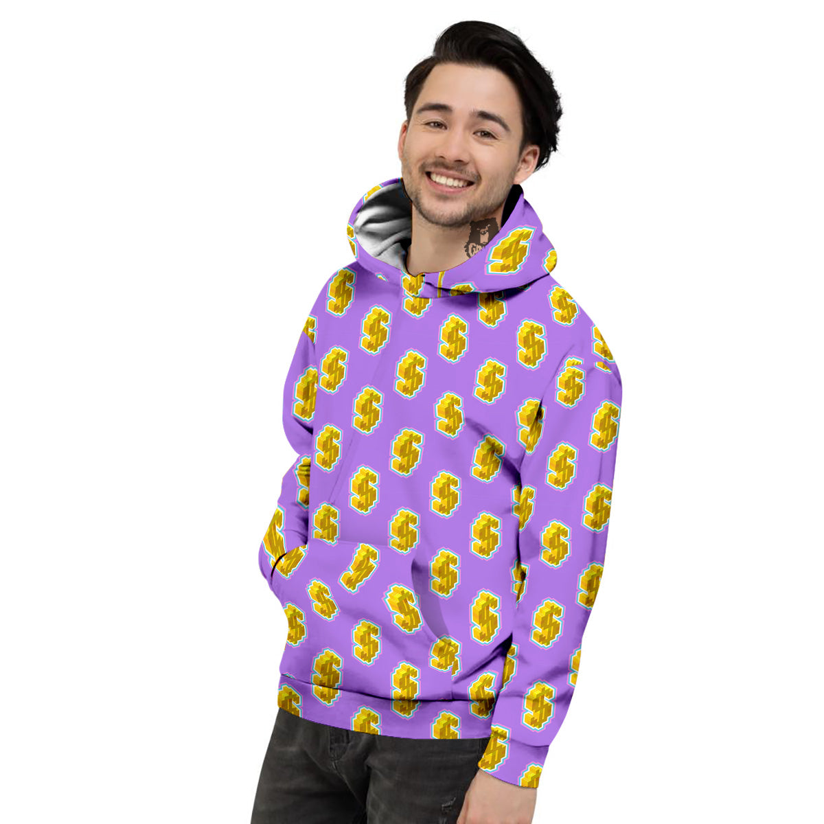Isometric Gold Dollar Print Pattern Men's Hoodie-grizzshop