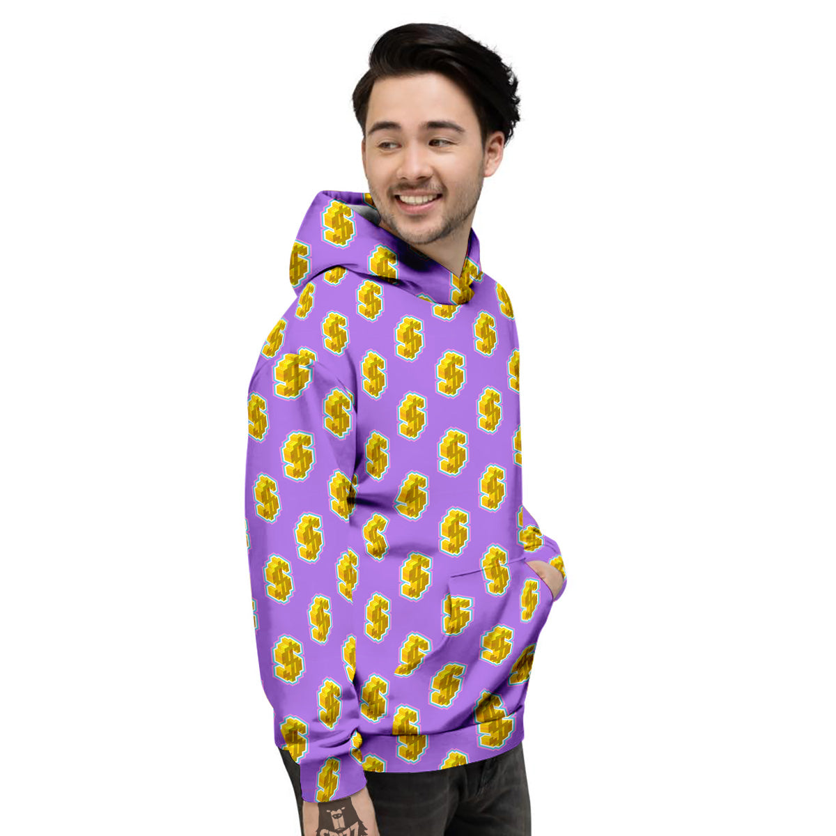Isometric Gold Dollar Print Pattern Men's Hoodie-grizzshop