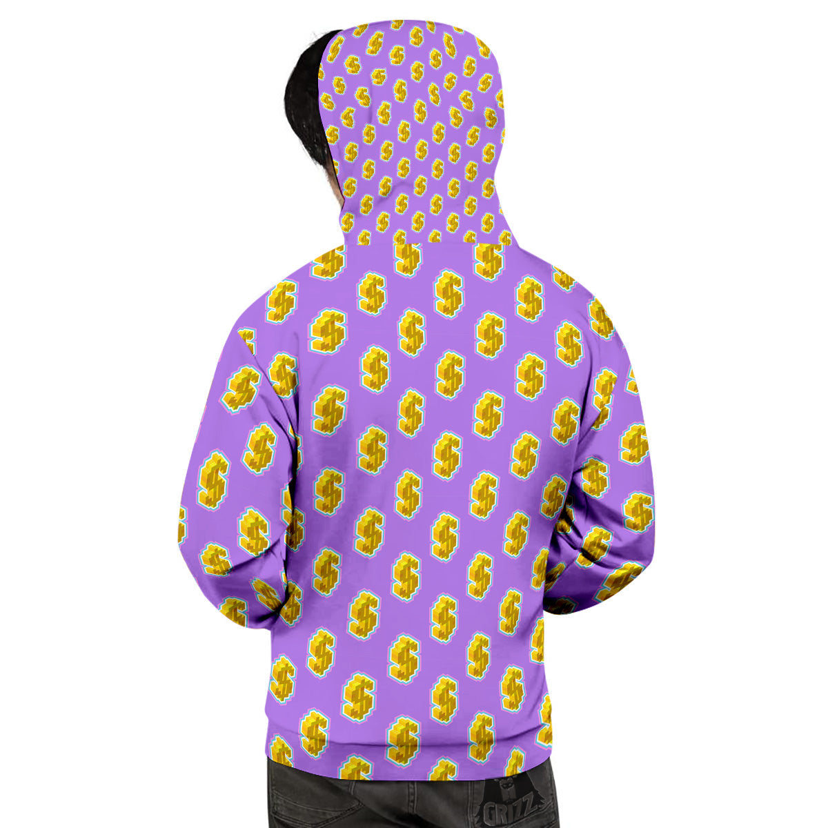 Isometric Gold Dollar Print Pattern Men's Hoodie-grizzshop
