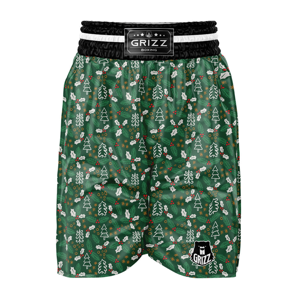 Ivy Leaf Christmas Print Pattern Boxing Shorts-grizzshop
