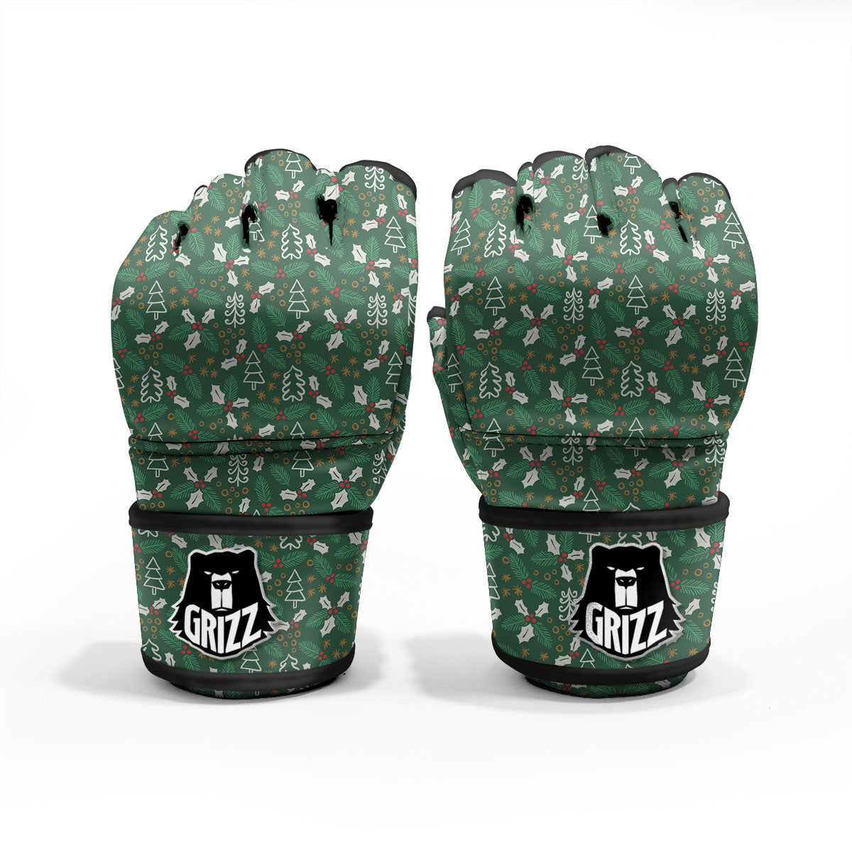 Ivy Leaf Christmas Print Pattern MMA Gloves-grizzshop