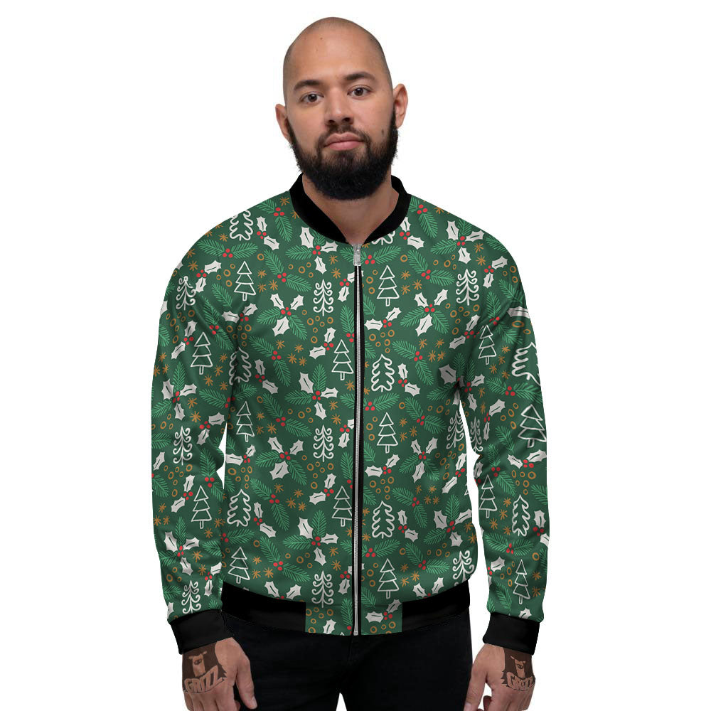 Ivy Leaf Christmas Print Pattern Men's Bomber Jacket-grizzshop