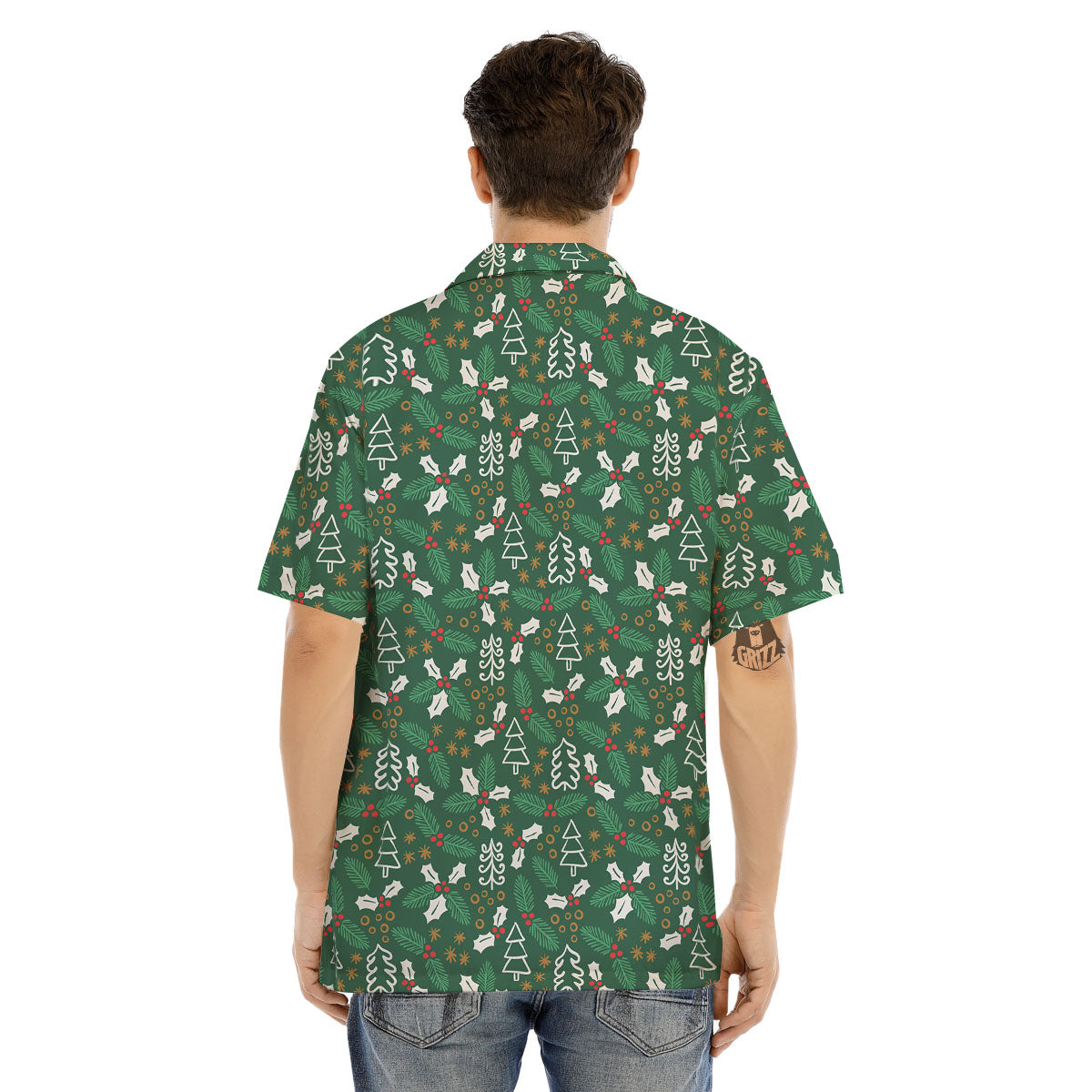 Ivy Leaf Christmas Print Pattern Men's Hawaiian Shirt-grizzshop