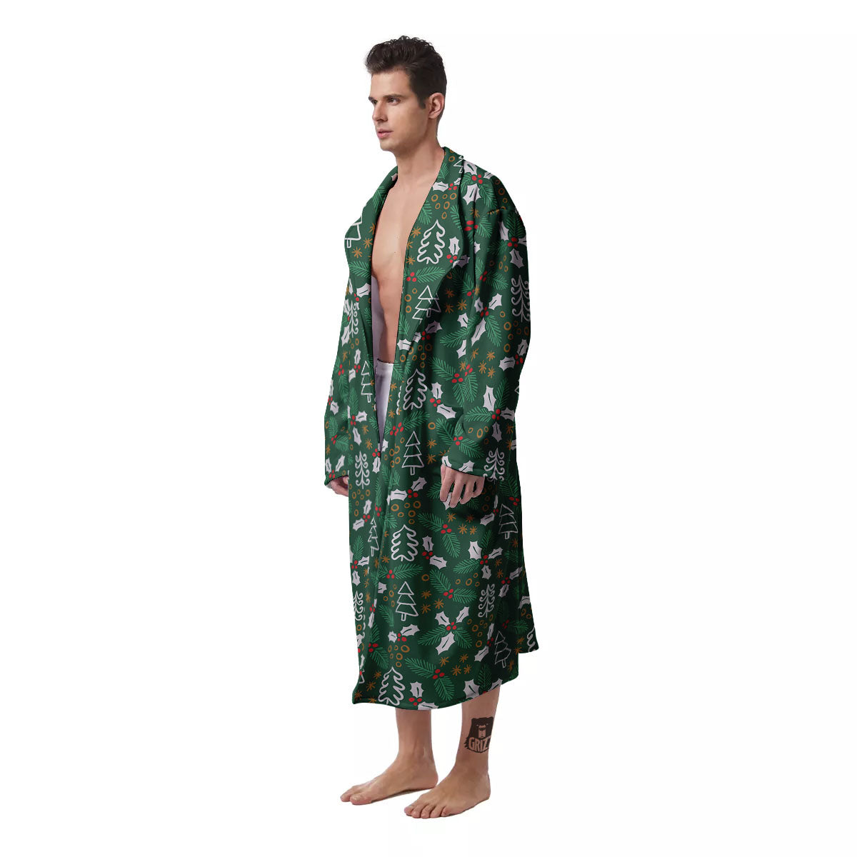 Ivy Leaf Christmas Print Pattern Men's Robe-grizzshop