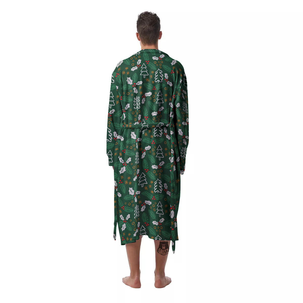 Ivy Leaf Christmas Print Pattern Men's Robe-grizzshop