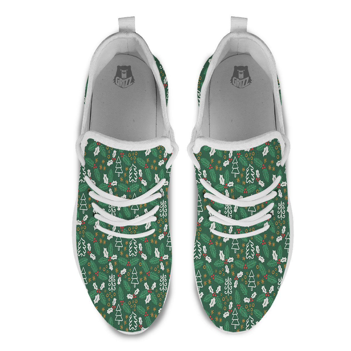 Ivy Leaf Christmas Print Pattern White Athletic Shoes-grizzshop