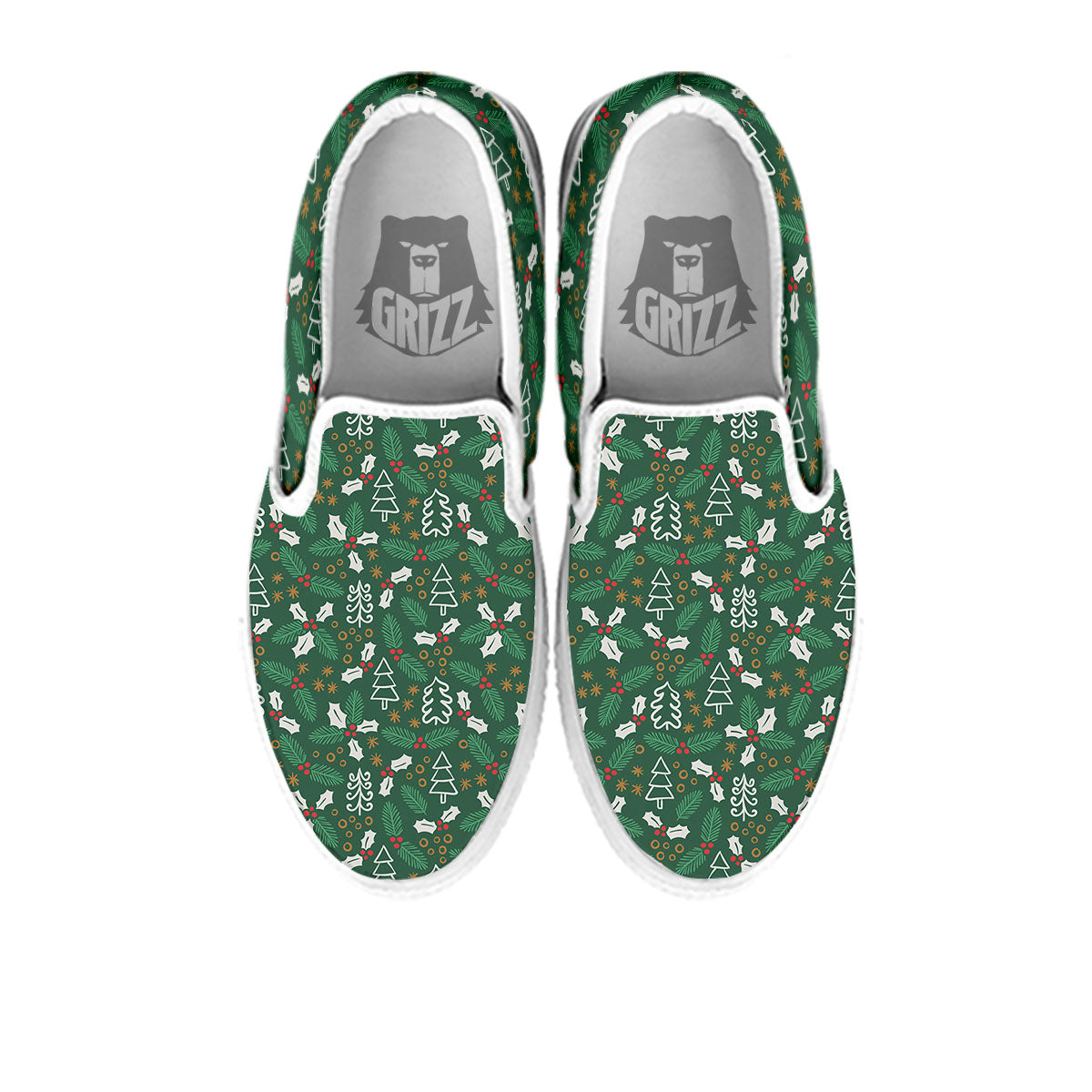 Ivy Leaf Christmas Print Pattern White Slip On Shoes-grizzshop
