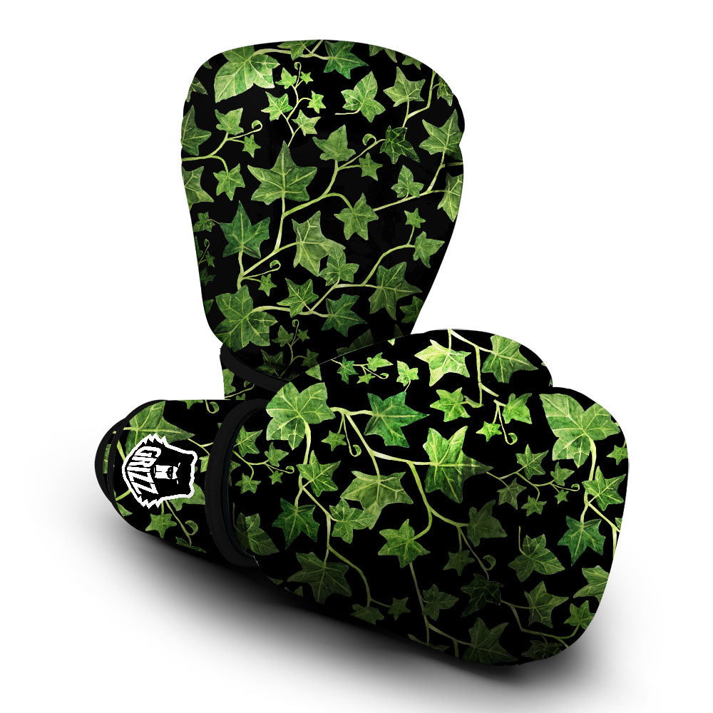 Ivy Leaf Green Print Boxing Gloves-grizzshop