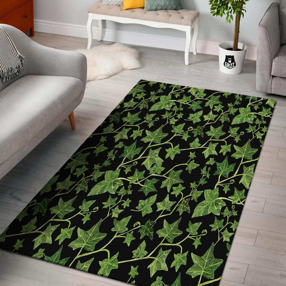 Ivy Leaf Green Print Floor Mat-grizzshop