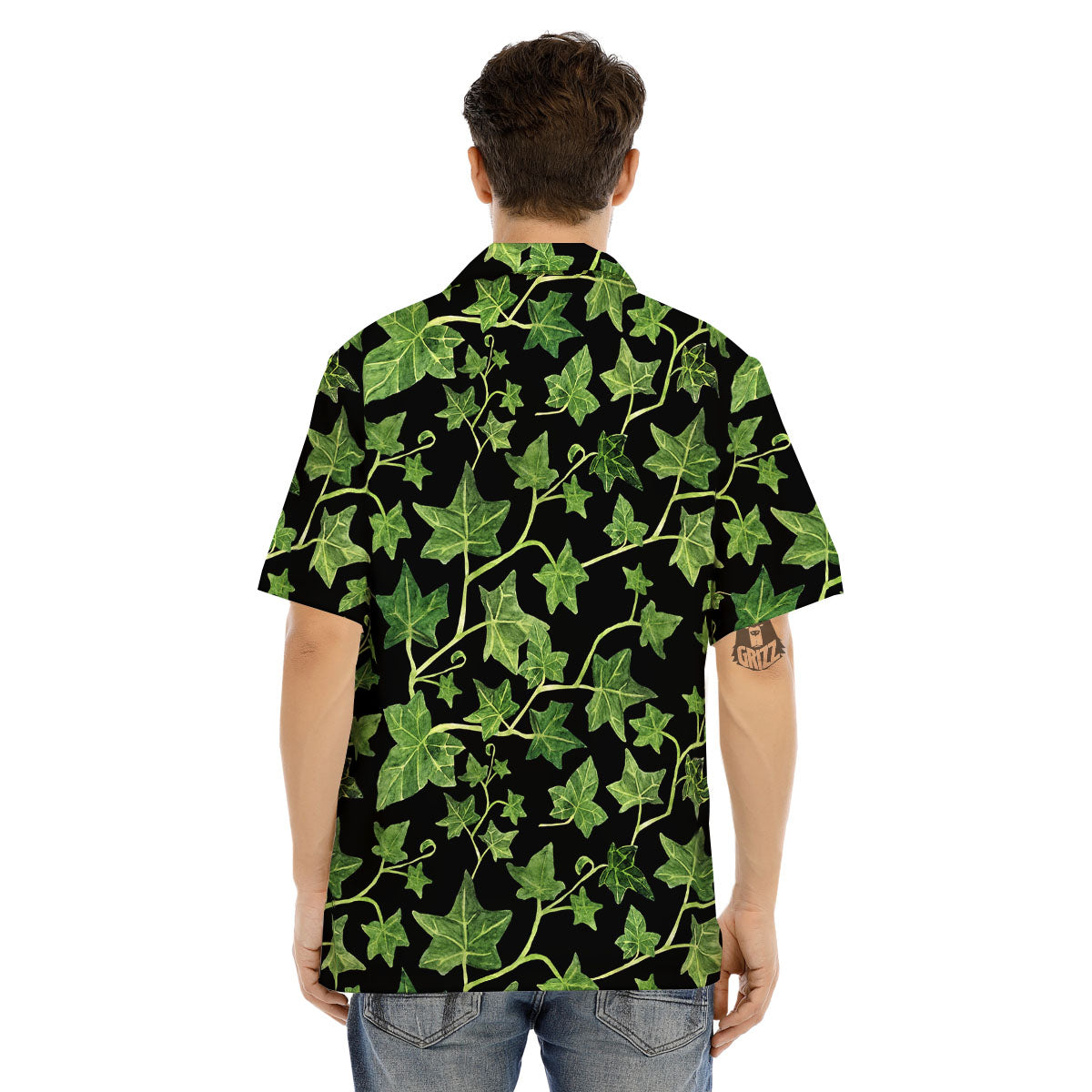 Ivy Leaf Green Print Men's Hawaiian Shirt-grizzshop