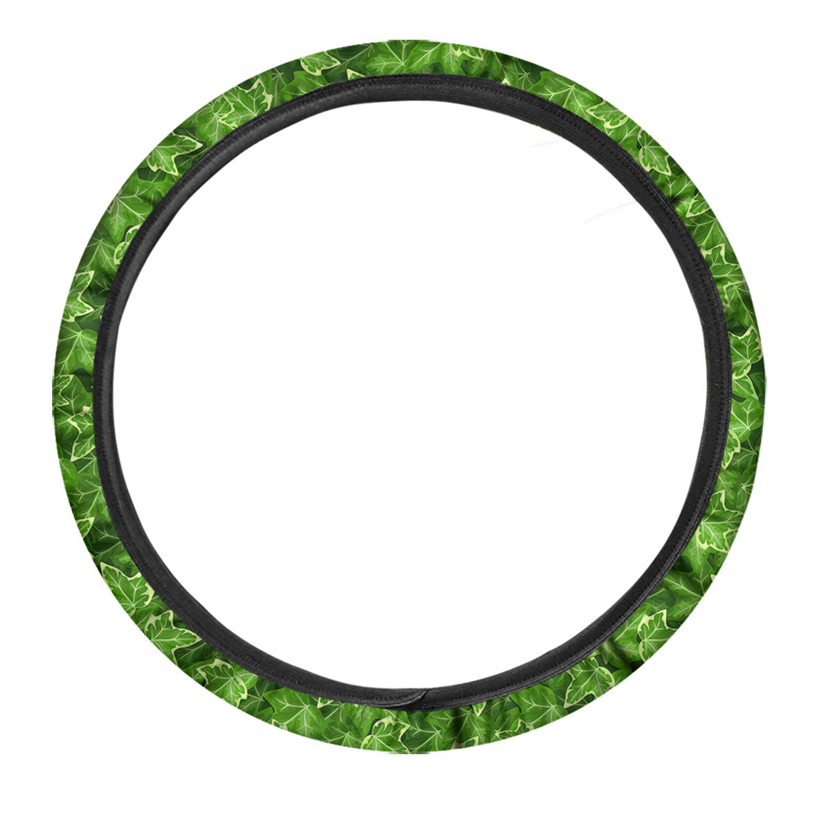 Ivy Leaf Green Print Pattern Car Steering Wheel Cover-grizzshop