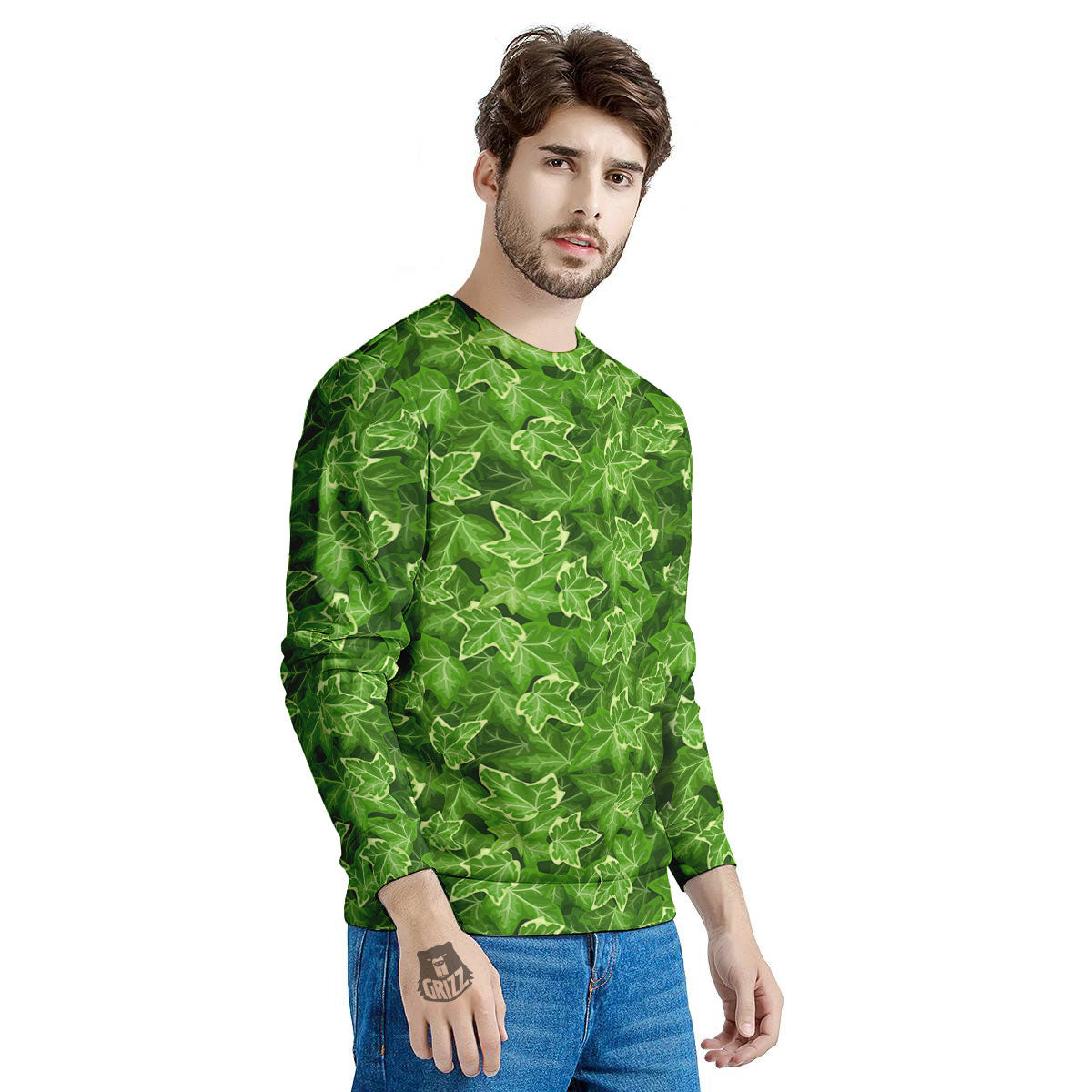Ivy Leaf Green Print Pattern Men's Sweatshirt-grizzshop