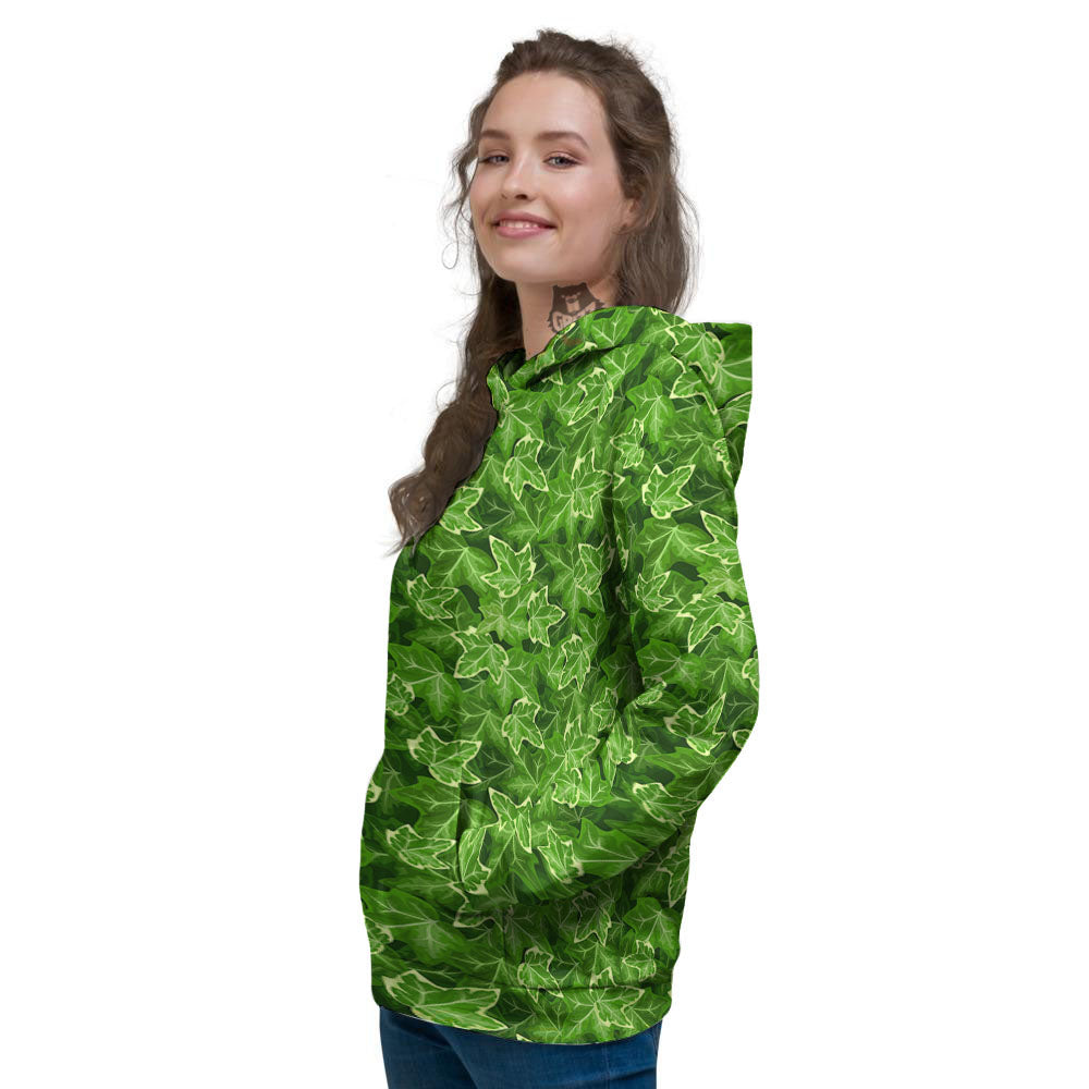 Ivy Leaf Green Print Pattern Women's Hoodie-grizzshop