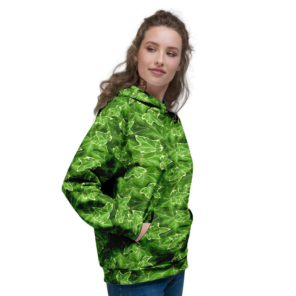 Ivy Leaf Green Print Pattern Women's Hoodie-grizzshop