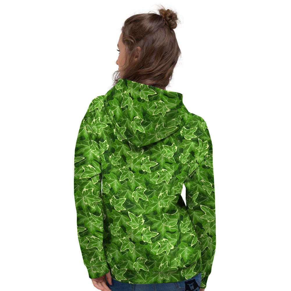 Ivy Leaf Green Print Pattern Women's Hoodie-grizzshop