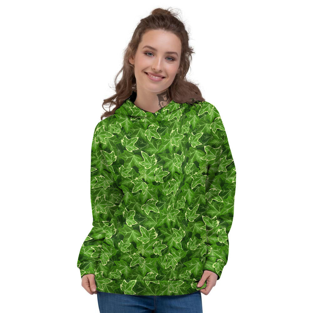 Ivy Leaf Green Print Pattern Women's Hoodie-grizzshop