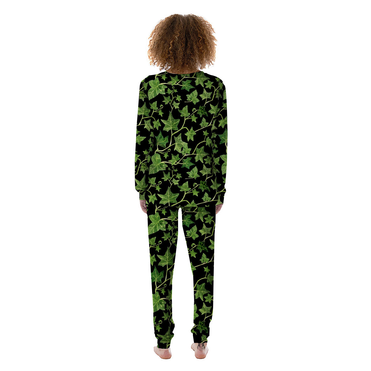 Ivy Leaf Green Print Women's Pajamas-grizzshop