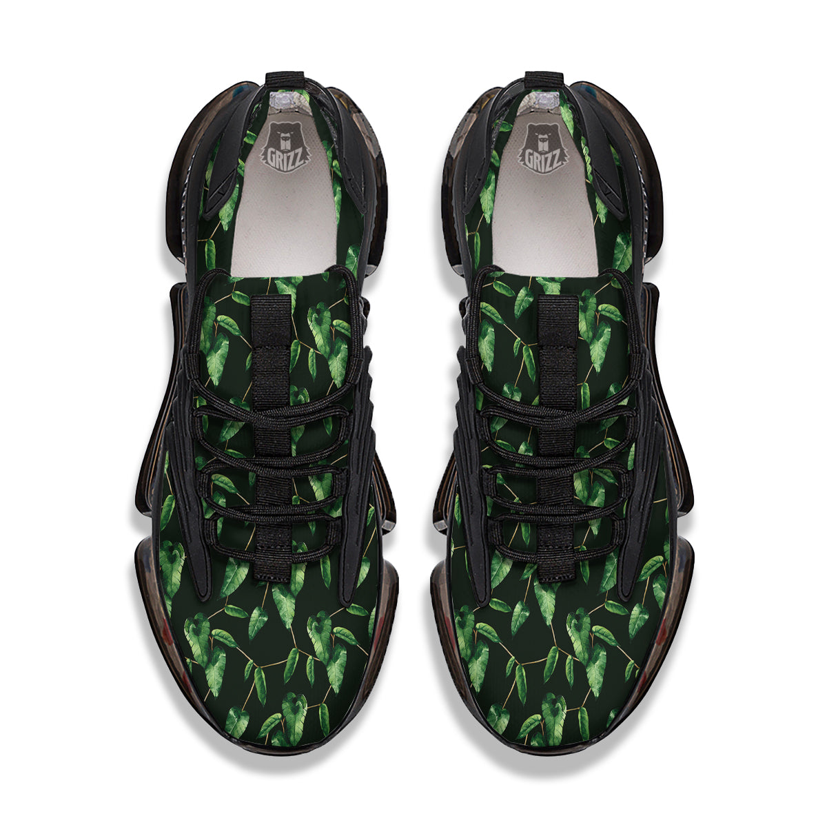 Ivy Leaf Watercolor Print Pattern Black Gym Shoes-grizzshop