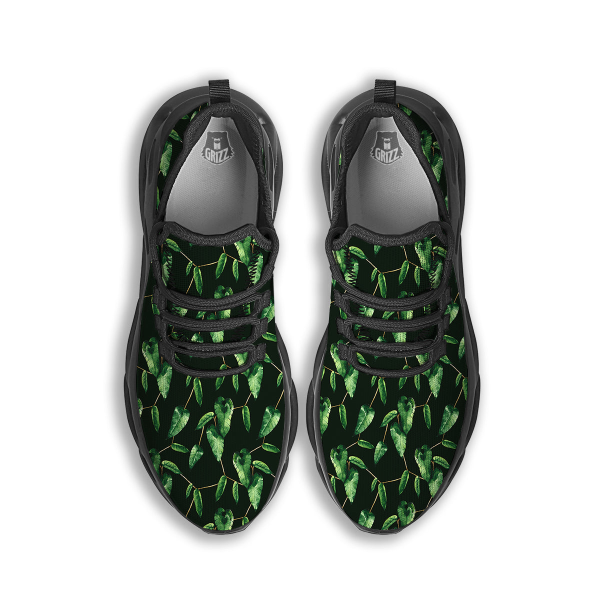 Ivy Leaf Watercolor Print Pattern Black Running Shoes-grizzshop