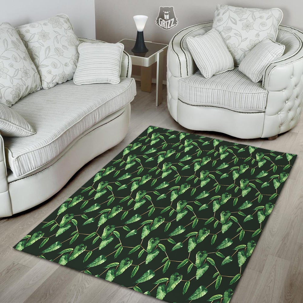 Ivy Leaf Watercolor Print Pattern Floor Mat-grizzshop