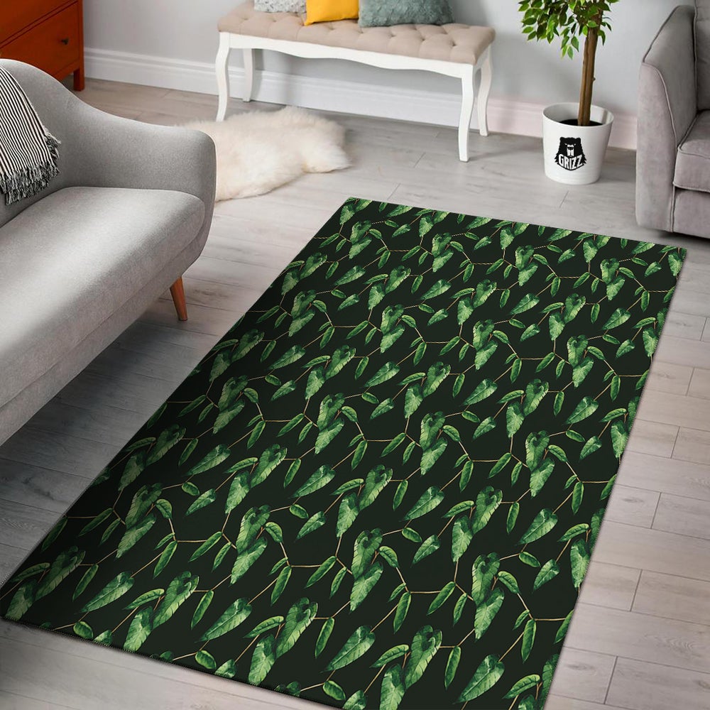 Ivy Leaf Watercolor Print Pattern Floor Mat-grizzshop