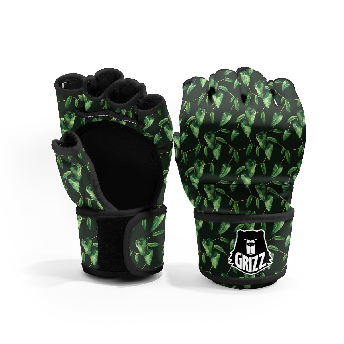 Ivy Leaf Watercolor Print Pattern MMA Gloves-grizzshop