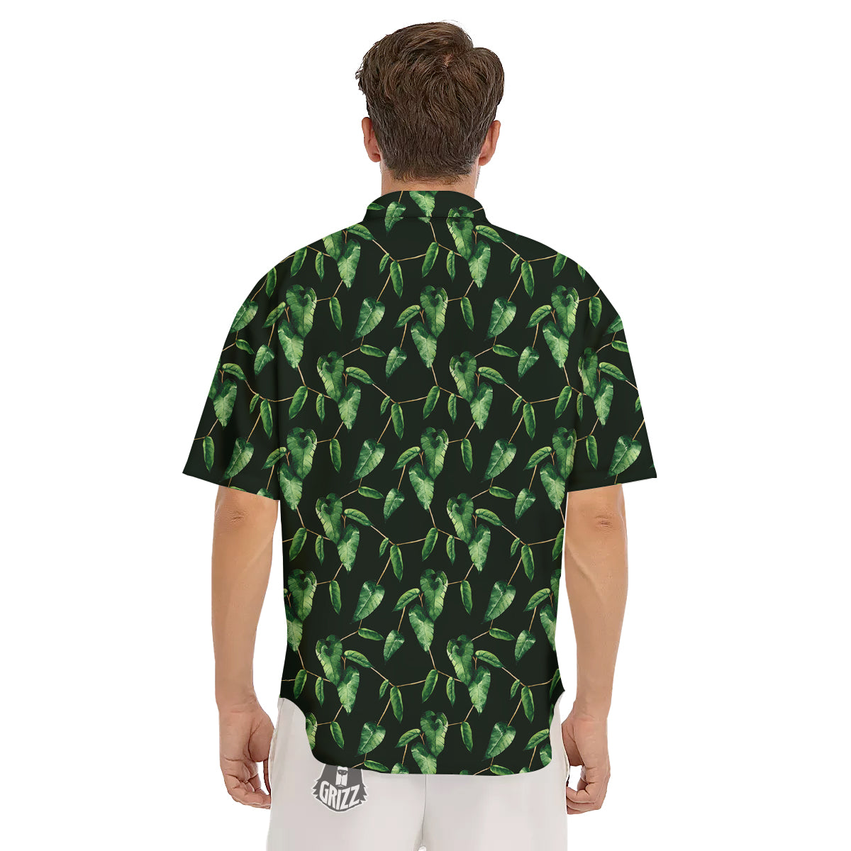 Ivy Leaf Watercolor Print Pattern Men's Short Sleeve Shirts-grizzshop