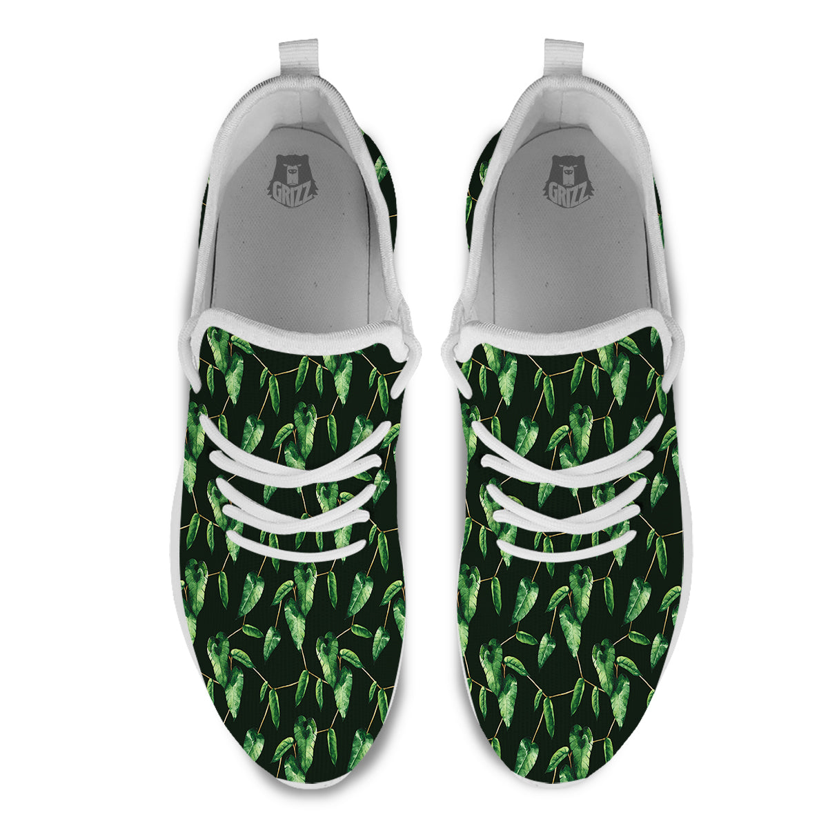 Ivy Leaf Watercolor Print Pattern White Athletic Shoes-grizzshop