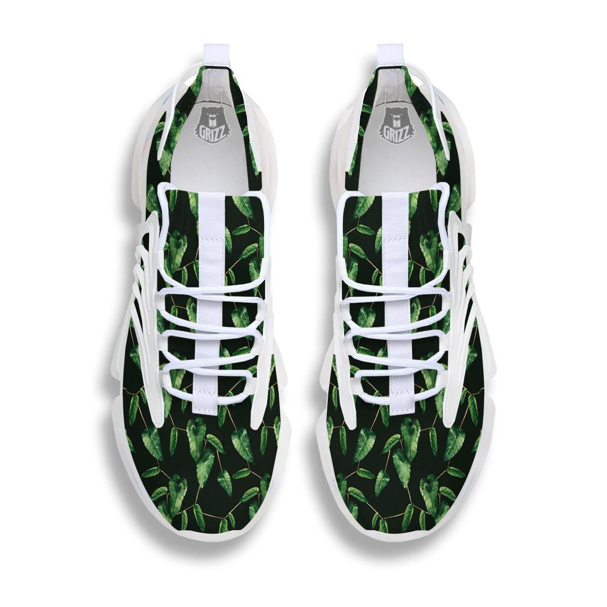 Ivy Leaf Watercolor Print Pattern White Gym Shoes-grizzshop