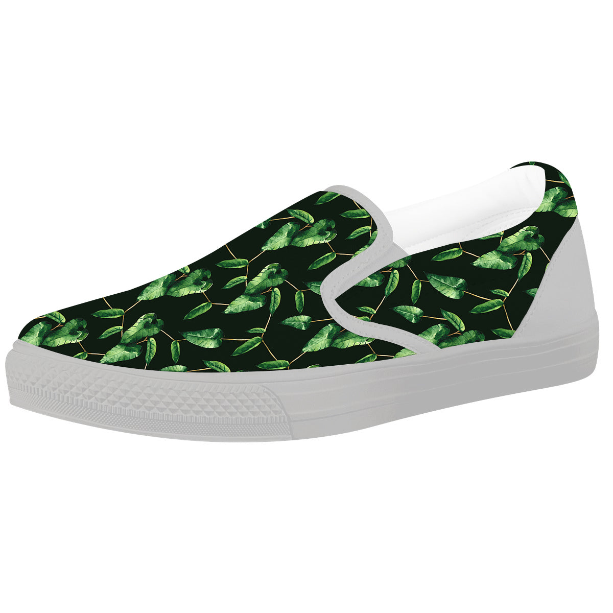 Ivy Leaf Watercolor Print Pattern White Slip On Shoes-grizzshop