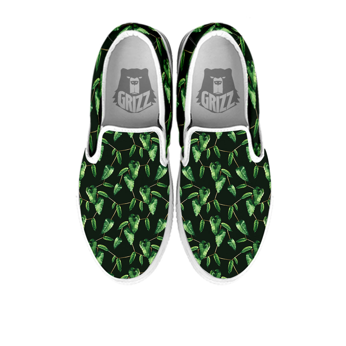 Ivy Leaf Watercolor Print Pattern White Slip On Shoes-grizzshop