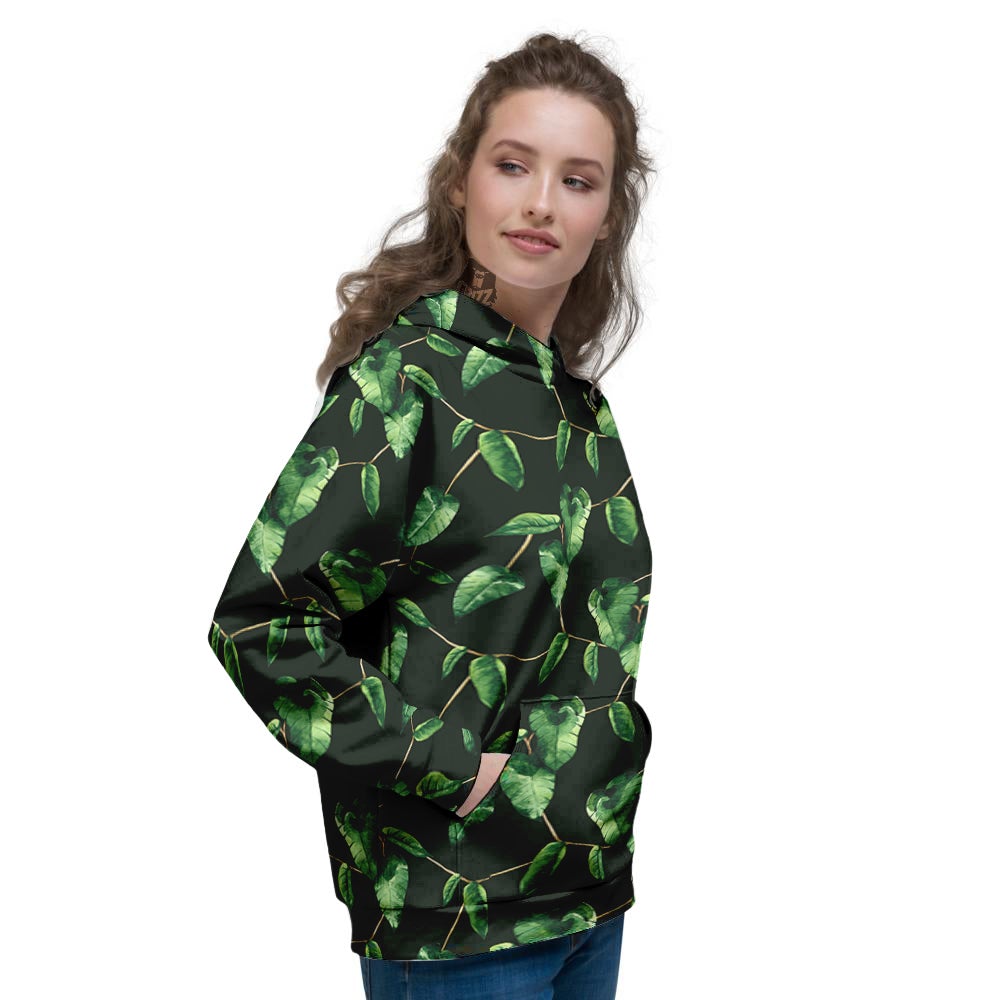 Ivy Leaf Watercolor Print Pattern Women's Hoodie-grizzshop