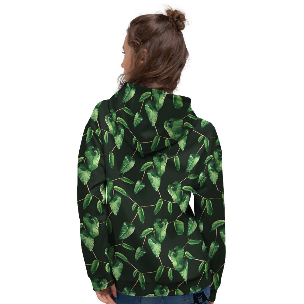 Ivy Leaf Watercolor Print Pattern Women's Hoodie-grizzshop