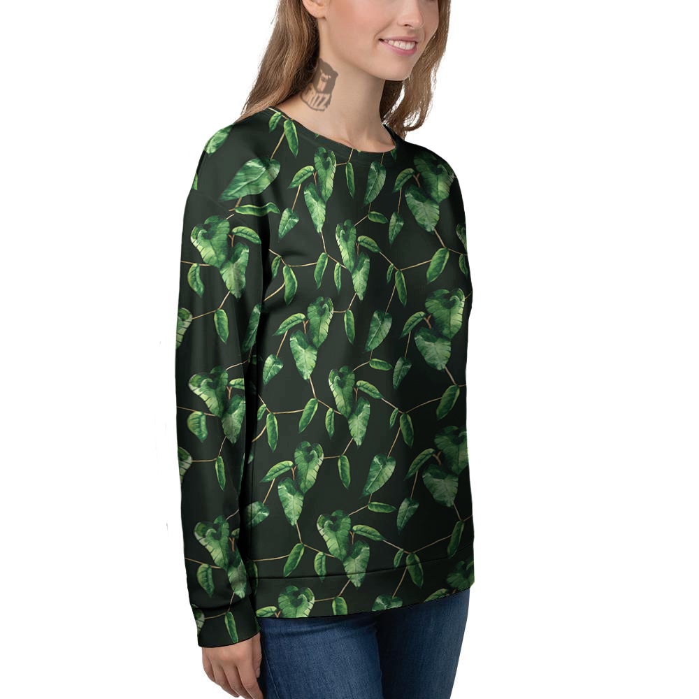 Ivy Leaf Watercolor Print Pattern Women's Sweatshirt-grizzshop