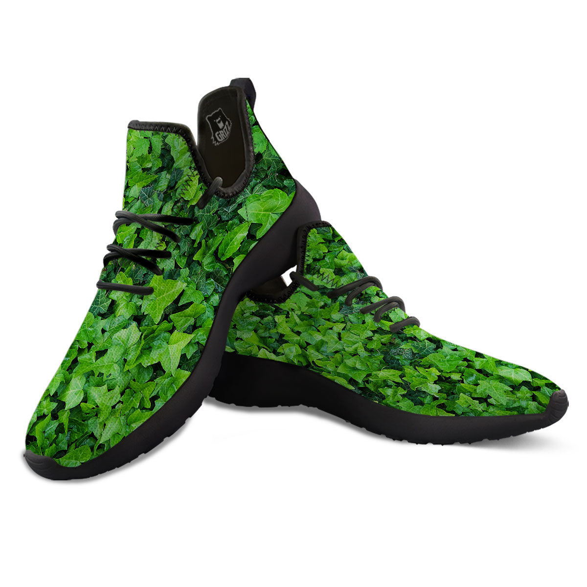 Ivy Wall Green Print Black Athletic Shoes-grizzshop