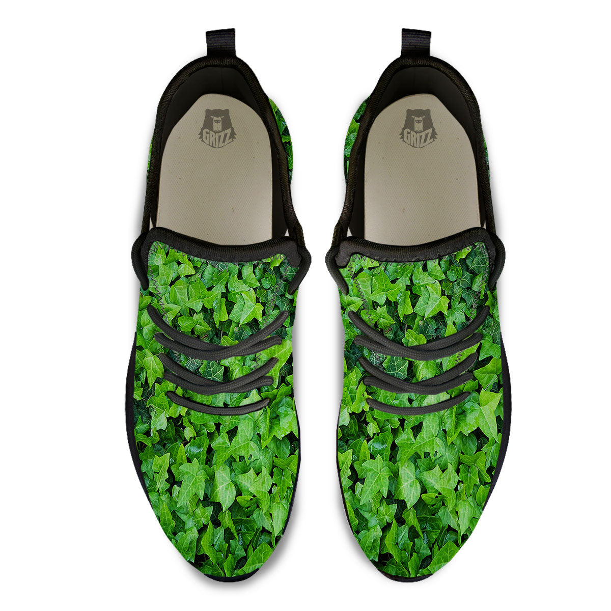 Ivy Wall Green Print Black Athletic Shoes-grizzshop