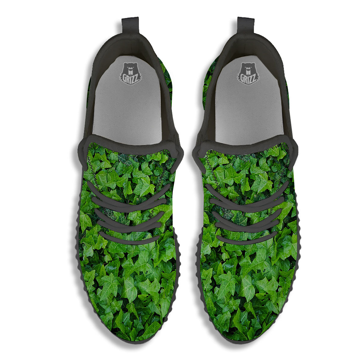 Ivy Wall Green Print Black Walking Shoes-grizzshop