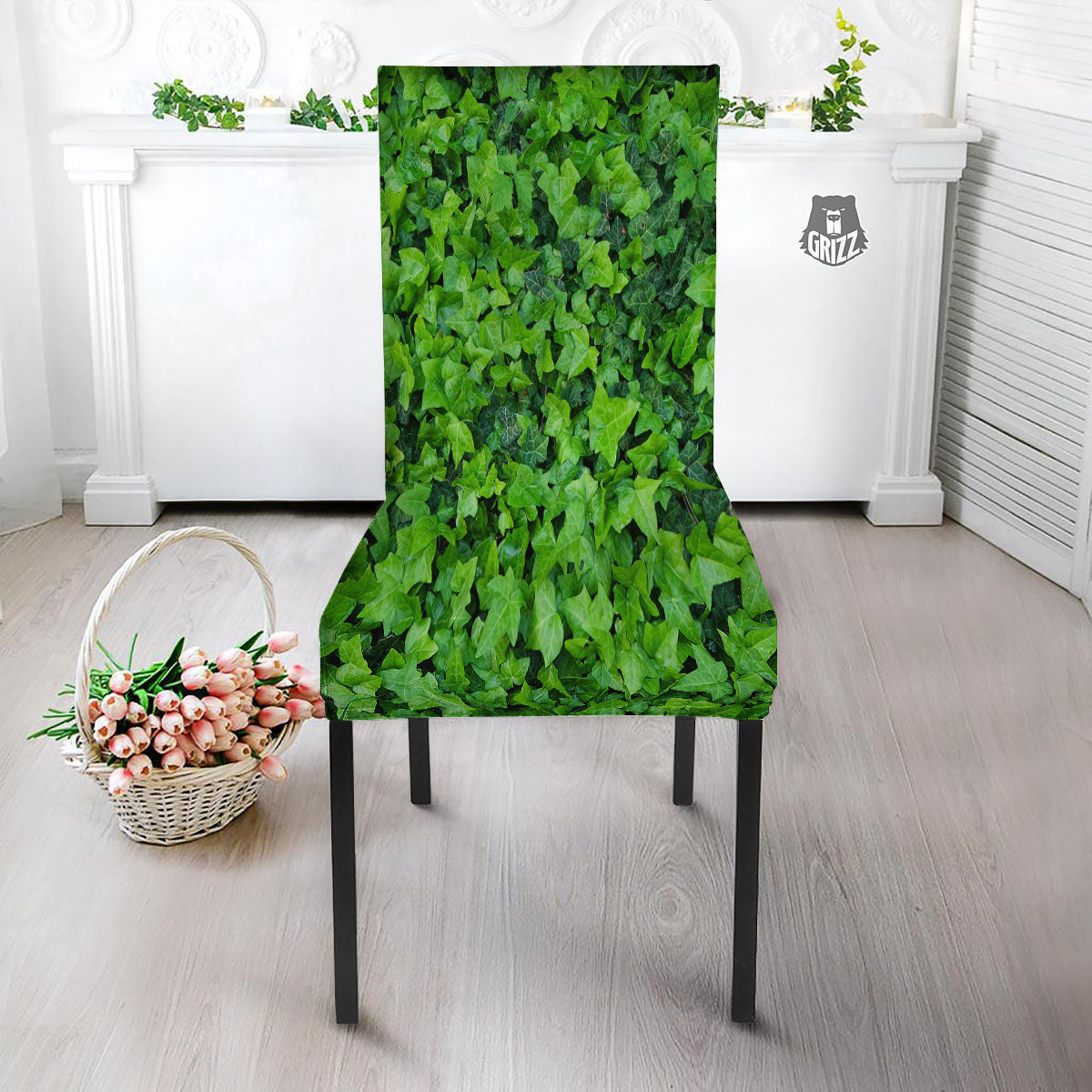 Ivy Wall Green Print Dining Chair Slipcover-grizzshop