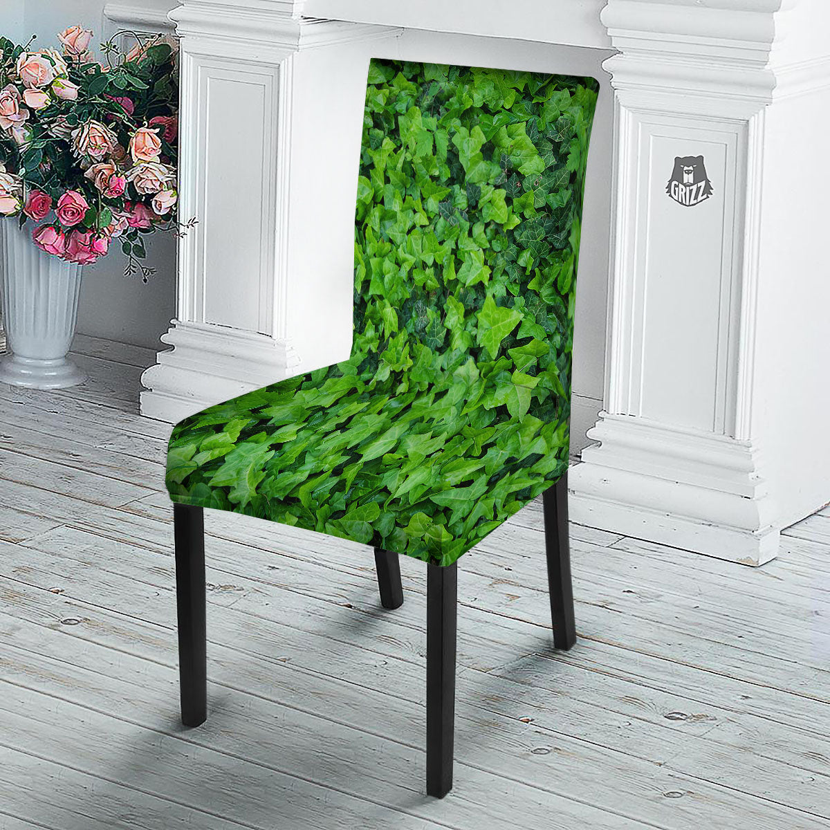 Ivy Wall Green Print Dining Chair Slipcover-grizzshop