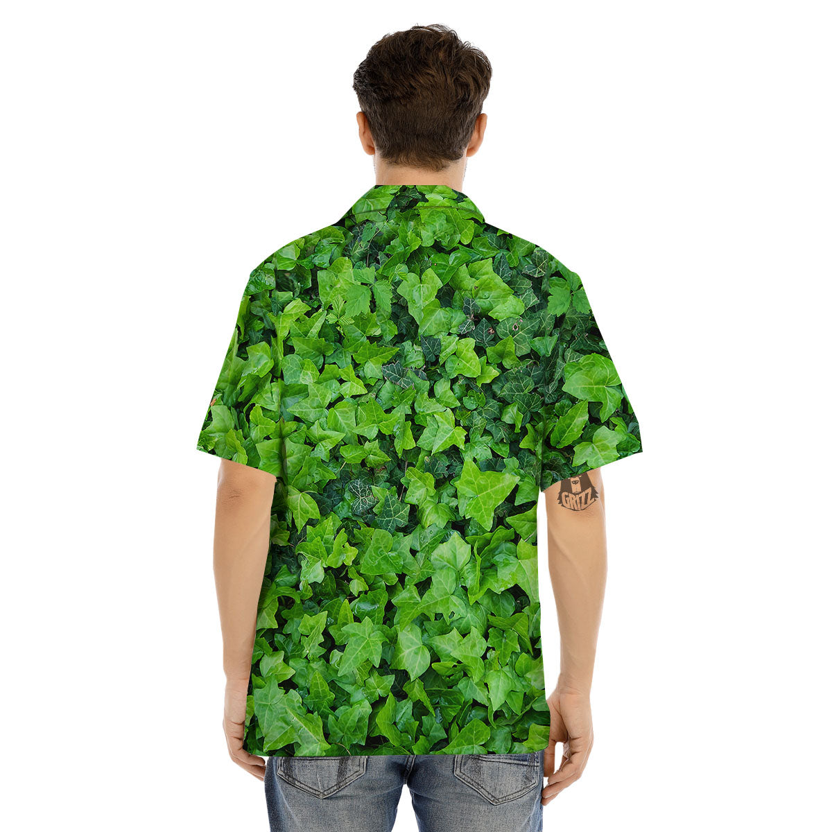 Ivy Wall Green Print Men's Hawaiian Shirt-grizzshop