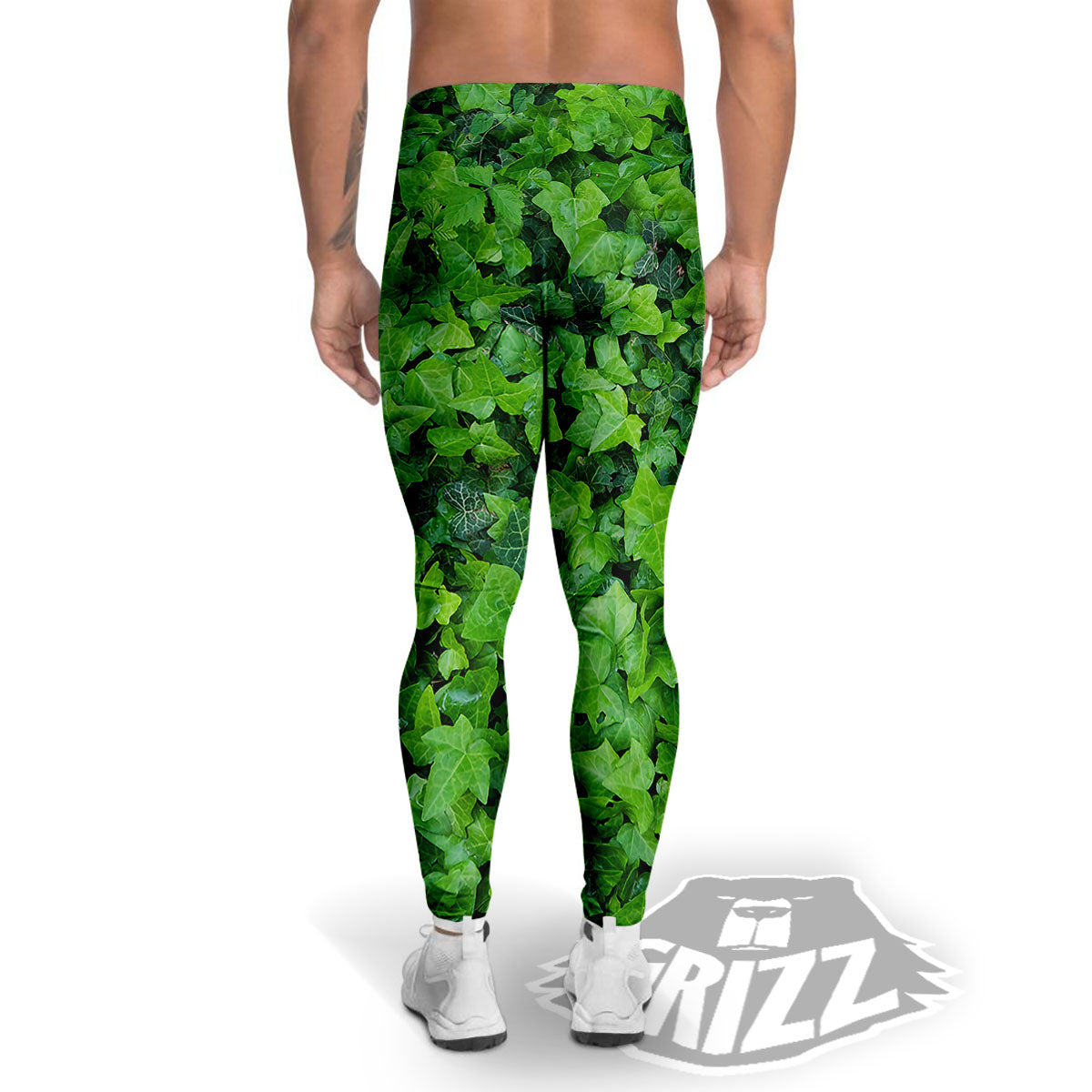 Ivy Wall Green Print Men's Leggings-grizzshop