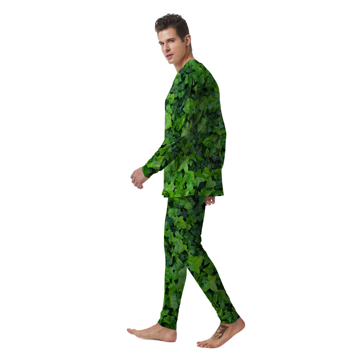 Ivy Wall Green Print Men's Pajamas-grizzshop