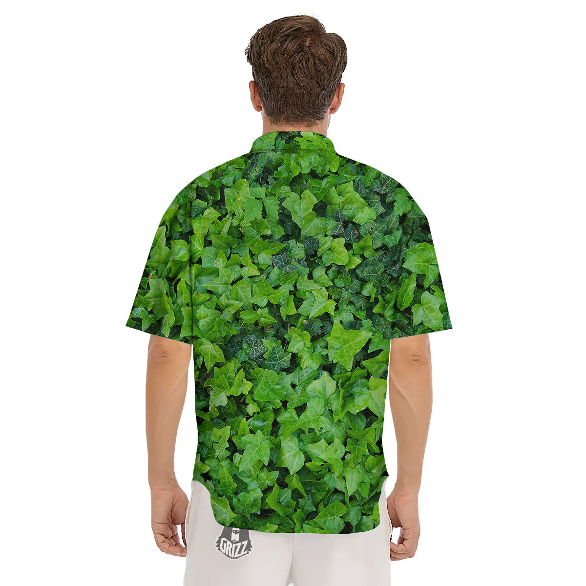 Ivy Wall Green Print Men's Short Sleeve Shirts-grizzshop