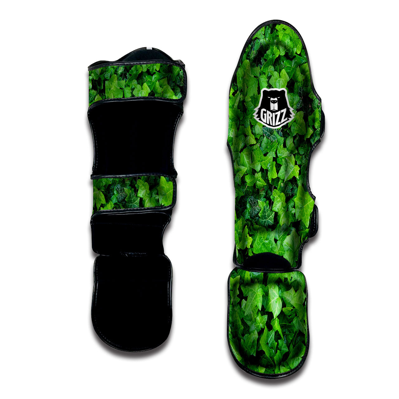 Ivy Wall Green Print Muay Thai Shin Guards-grizzshop