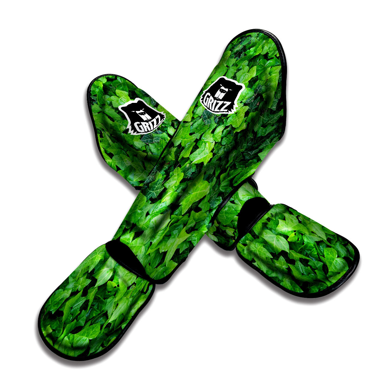 Ivy Wall Green Print Muay Thai Shin Guards-grizzshop