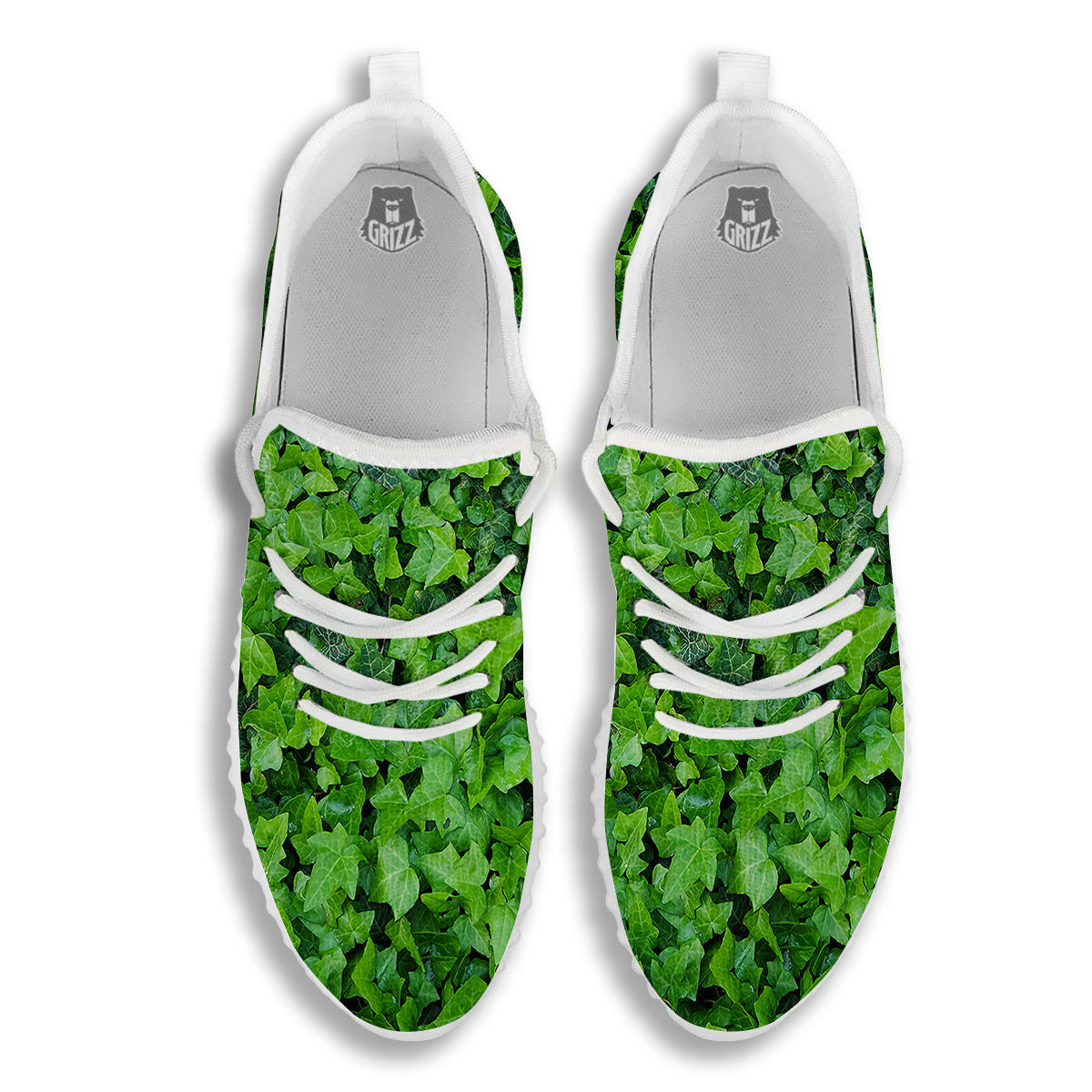 Ivy Wall Green Print White Walking Shoes-grizzshop